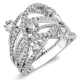 3W1463 - Rhodium Brass Ring with AAA Grade CZ in Clear - Alamode - Flyclothing LLC