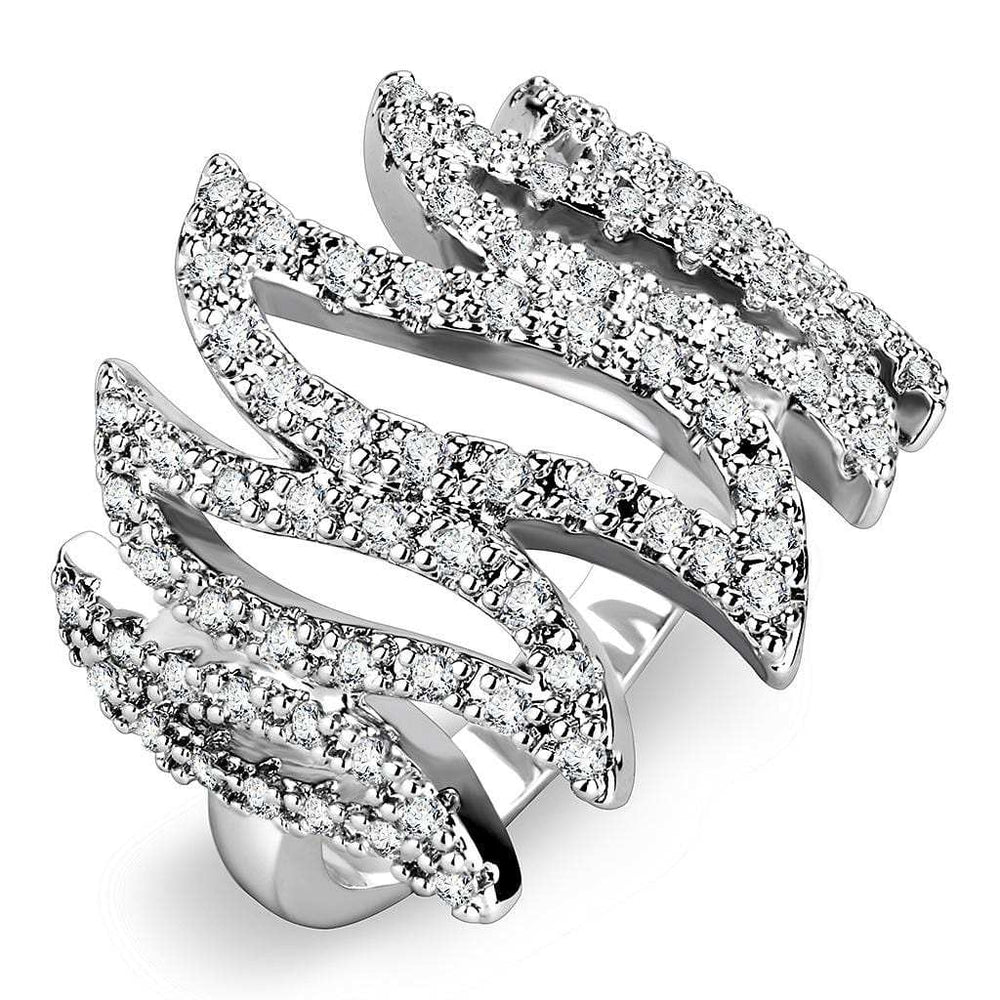 3W1467 - Rhodium Brass Ring with AAA Grade CZ in Clear - Alamode - Flyclothing LLC