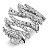 3W1467 - Rhodium Brass Ring with AAA Grade CZ in Clear - Alamode - Flyclothing LLC
