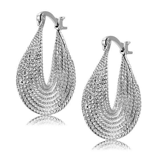 3W1476 - Rhodium Brass Earrings with No Stone - Alamode - Flyclothing LLC