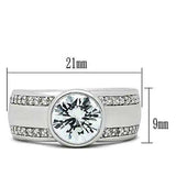 3W147 - Rhodium Brass Ring with AAA Grade CZ in Clear - Alamode - Flyclothing LLC