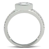 3W147 - Rhodium Brass Ring with AAA Grade CZ in Clear - Alamode - Flyclothing LLC