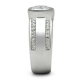 3W147 - Rhodium Brass Ring with AAA Grade CZ in Clear - Alamode - Flyclothing LLC