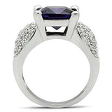 3W148 - Rhodium Brass Ring with AAA Grade CZ in Amethyst - Alamode - Flyclothing LLC