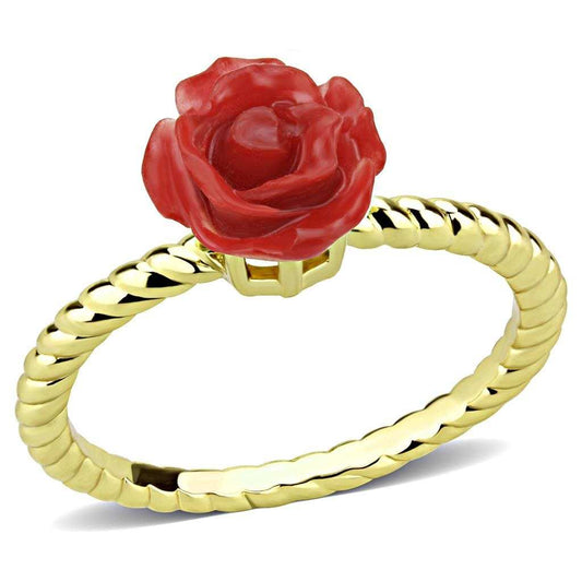 3W1498 - Gold Brass Ring with Synthetic Synthetic Stone in Siam - Alamode - Flyclothing LLC