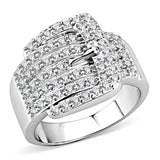 3W1502 - Rhodium Brass Ring with AAA Grade CZ in Clear - Alamode - Flyclothing LLC