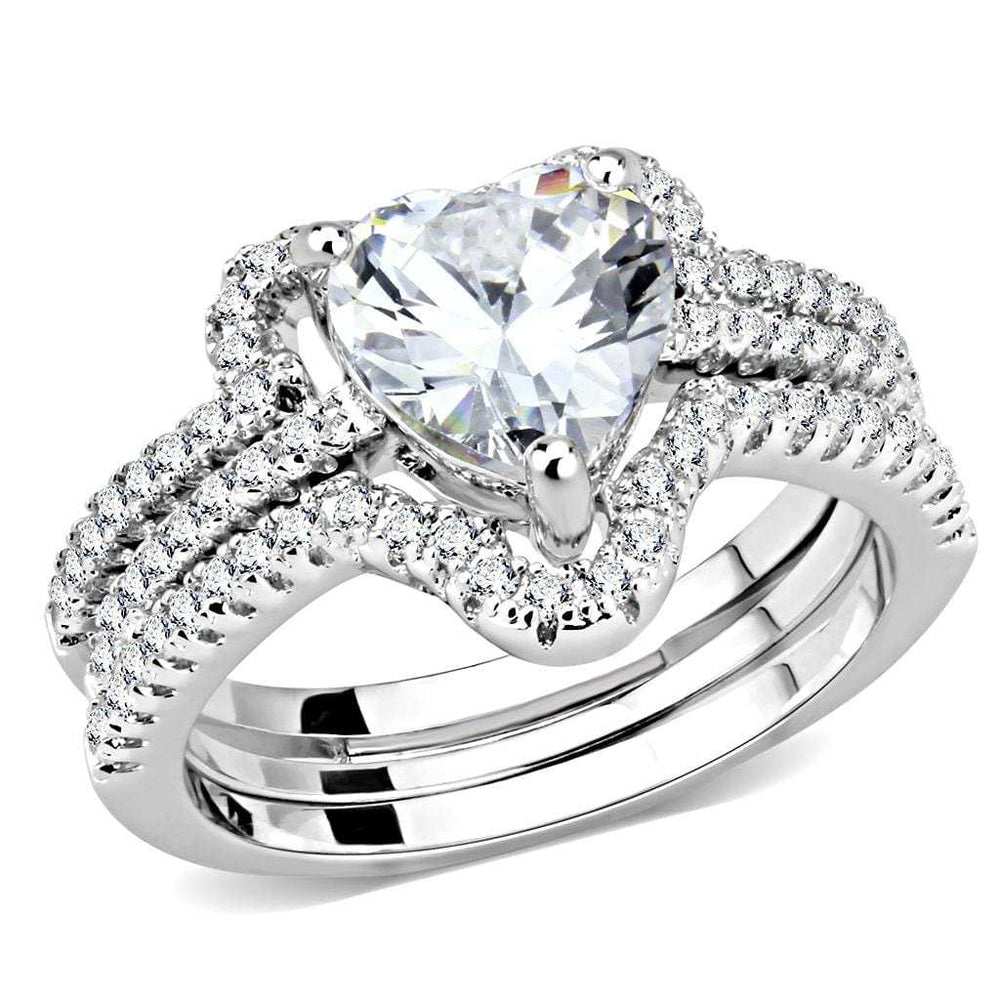 3W1504 - Rhodium Brass Ring with AAA Grade CZ in Clear - Alamode - Flyclothing LLC