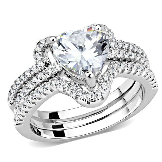 3W1504 - Rhodium Brass Ring with AAA Grade CZ in Clear - Alamode - Flyclothing LLC