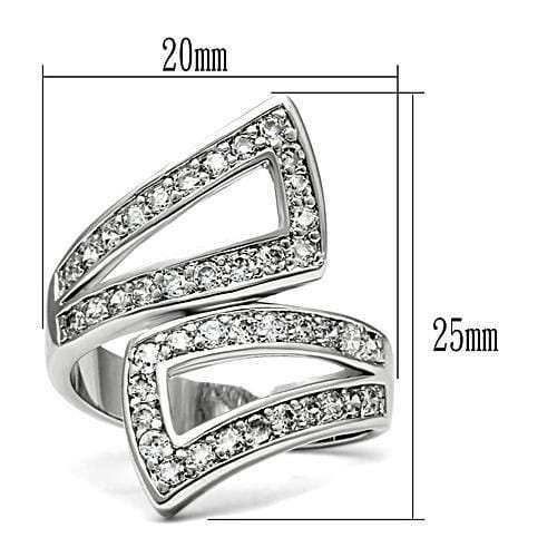 3W150 - Rhodium Brass Ring with AAA Grade CZ in Clear - Alamode - Flyclothing LLC