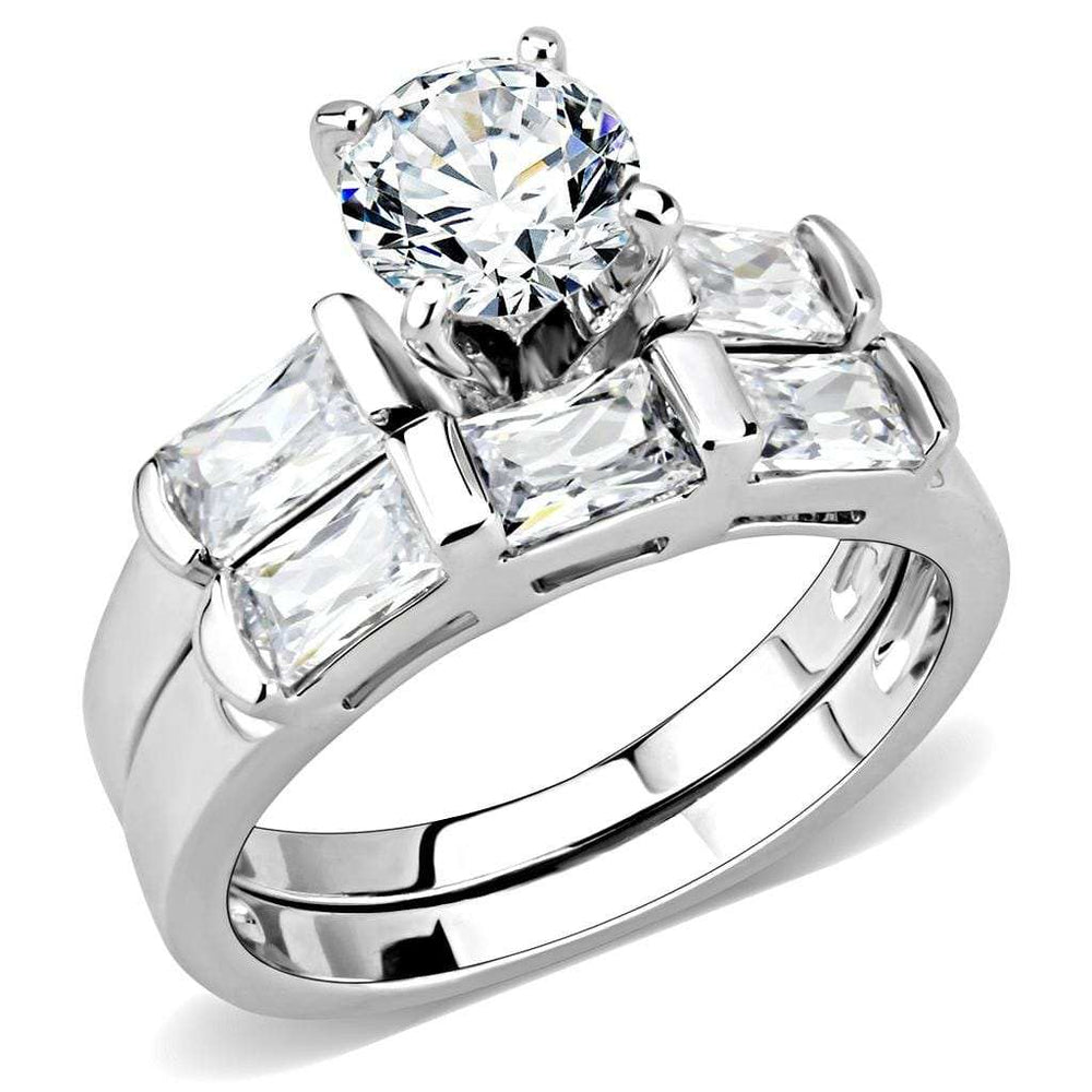 3W1515 - Rhodium Brass Ring with AAA Grade CZ in Clear - Alamode - Flyclothing LLC