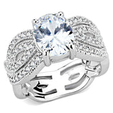 3W1517 - Rhodium Brass Ring with AAA Grade CZ in Clear - Alamode - Flyclothing LLC