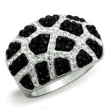 3W151 - Rhodium + Ruthenium Brass Ring with Top Grade Crystal in Multi Color - Alamode - Flyclothing LLC