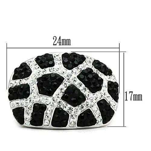 3W151 - Rhodium + Ruthenium Brass Ring with Top Grade Crystal in Multi Color - Alamode - Flyclothing LLC