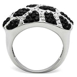 3W151 - Rhodium + Ruthenium Brass Ring with Top Grade Crystal in Multi Color - Alamode - Flyclothing LLC