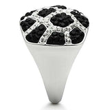 3W151 - Rhodium + Ruthenium Brass Ring with Top Grade Crystal in Multi Color - Alamode - Flyclothing LLC