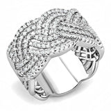 3W1524 - Rhodium Brass Ring with AAA Grade CZ in Clear - Alamode - Flyclothing LLC
