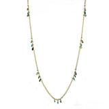 3W1537 - Gold Brass Necklace with Synthetic Jade in Emerald - Alamode - Flyclothing LLC