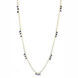 3W1538 - Gold Brass Necklace with Semi-Precious Amethyst Crystal in Amethyst - Alamode - Flyclothing LLC