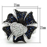 3W153 - Rhodium + Ruthenium Brass Ring with AAA Grade CZ in Montana - Alamode - Flyclothing LLC