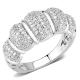 3W1540 - Rhodium Brass Ring with AAA Grade CZ in Clear - Alamode - Flyclothing LLC