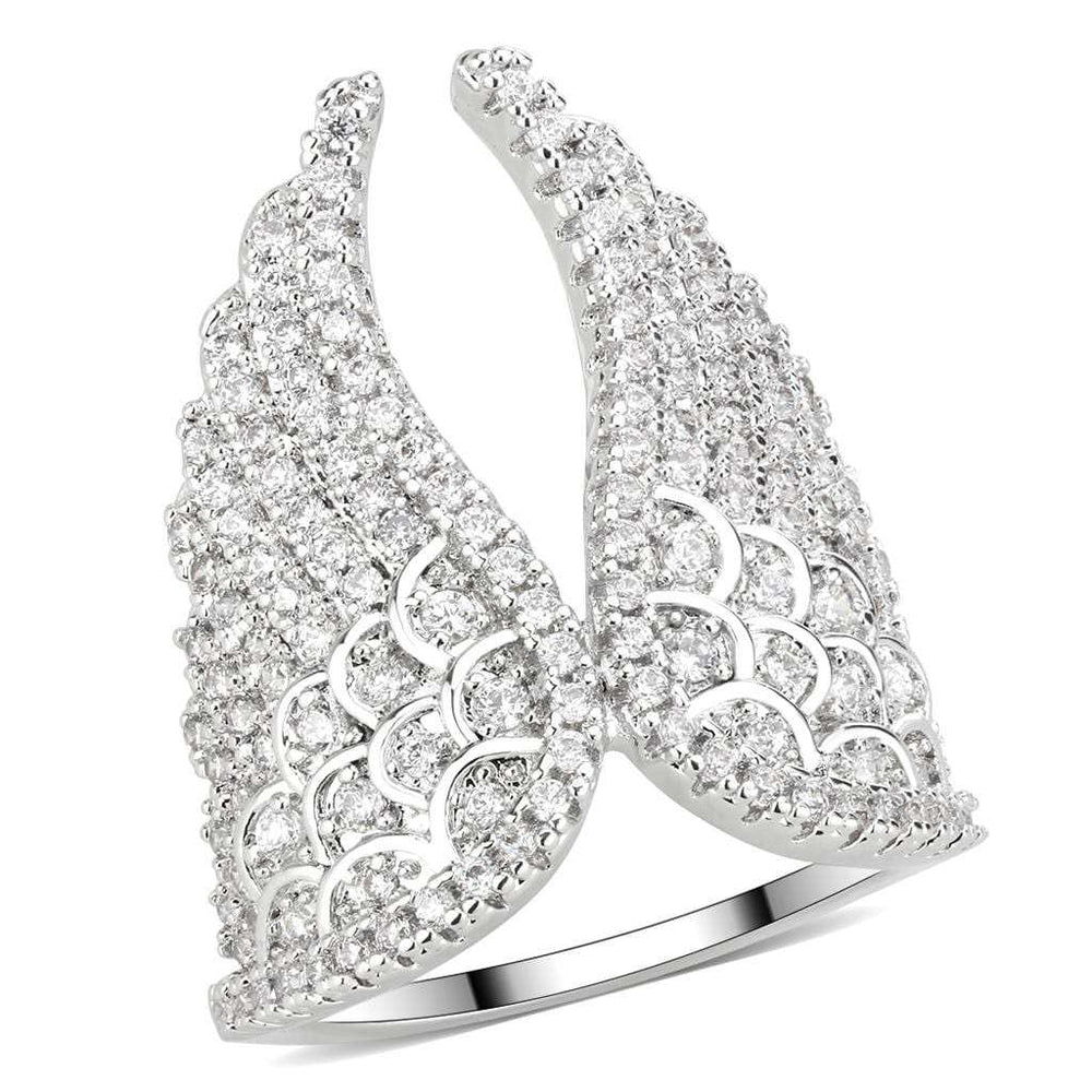 Alamode Rhodium Brass Ring with AAA Grade CZ in Clear - Alamode - Flyclothing LLC