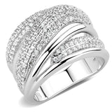 3W1544 - Rhodium Brass Ring with AAA Grade CZ in Clear - Alamode - Flyclothing LLC
