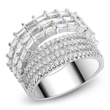 3W1545 - Rhodium Brass Ring with AAA Grade CZ in Clear - Alamode - Flyclothing LLC