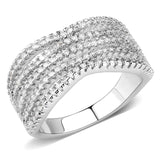 3W1546 - Rhodium Brass Ring with AAA Grade CZ in Clear - Alamode - Flyclothing LLC