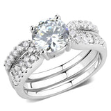 3W1554 - Rhodium Brass Ring with AAA Grade CZ in Clear - Alamode - Flyclothing LLC