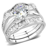 3W1557 - Rhodium Brass Ring with AAA Grade CZ in Clear - Alamode - Flyclothing LLC