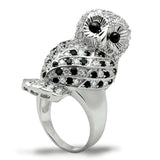 3W155 - Rhodium Brass Ring with AAA Grade CZ in Jet - Alamode - Flyclothing LLC