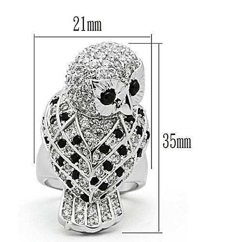 3W155 - Rhodium Brass Ring with AAA Grade CZ in Jet - Alamode - Flyclothing LLC