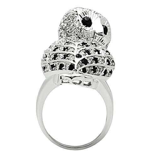 3W155 - Rhodium Brass Ring with AAA Grade CZ in Jet - Alamode - Flyclothing LLC