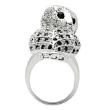 3W155 - Rhodium Brass Ring with AAA Grade CZ in Jet - Alamode - Flyclothing LLC