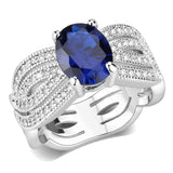 3W1564 - Rhodium Brass Ring with Synthetic Spinel in London Blue - Alamode - Flyclothing LLC