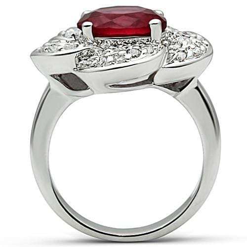 3W156 - Rhodium Brass Ring with Synthetic Synthetic Glass in Siam - Alamode - Flyclothing LLC