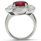 3W156 - Rhodium Brass Ring with Synthetic Synthetic Glass in Siam - Alamode - Flyclothing LLC