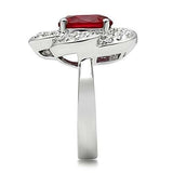 3W156 - Rhodium Brass Ring with Synthetic Synthetic Glass in Siam - Alamode - Flyclothing LLC