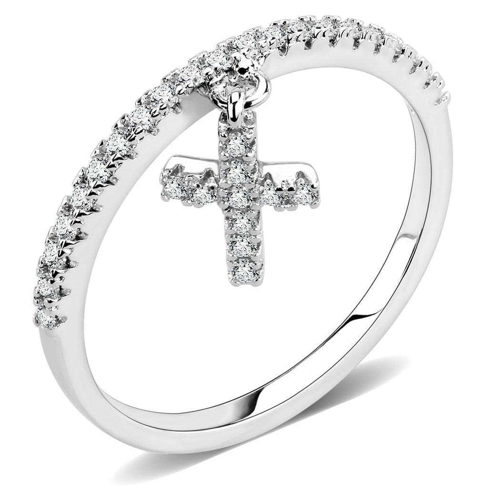 3W1578 - Rhodium Brass Ring with AAA Grade CZ in Clear - Alamode - Flyclothing LLC