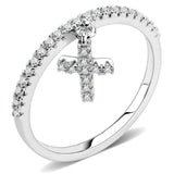 3W1578 - Rhodium Brass Ring with AAA Grade CZ in Clear - Alamode - Flyclothing LLC