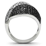 3W157 - Rhodium + Ruthenium Brass Ring with AAA Grade CZ in Jet - Alamode - Flyclothing LLC