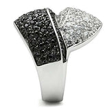 3W157 - Rhodium + Ruthenium Brass Ring with AAA Grade CZ in Jet - Alamode - Flyclothing LLC