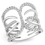 3W1580 - Rhodium Brass Ring with AAA Grade CZ in Clear - Alamode - Flyclothing LLC