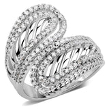 3W1582 - Rhodium Brass Ring with AAA Grade CZ in Clear - Alamode - Flyclothing LLC