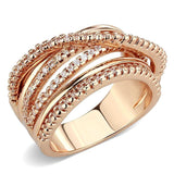3W1586 - Rose Gold Brass Ring with AAA Grade CZ in Clear - Alamode - Flyclothing LLC
