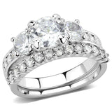 3W1588 - Rhodium Brass Ring with AAA Grade CZ in Clear - Alamode - Flyclothing LLC
