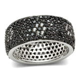 3W158 - Rhodium + Ruthenium Brass Ring with AAA Grade CZ in Jet - Alamode - Flyclothing LLC