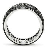 3W158 - Rhodium + Ruthenium Brass Ring with AAA Grade CZ in Jet - Alamode - Flyclothing LLC