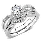 3W1592 - Rhodium Brass Ring with AAA Grade CZ in Clear - Alamode - Flyclothing LLC