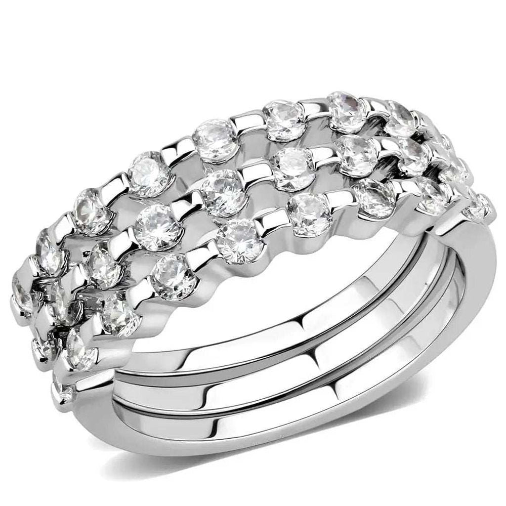 3W1595 - Rhodium Brass Ring with AAA Grade CZ in Clear - Alamode - Flyclothing LLC